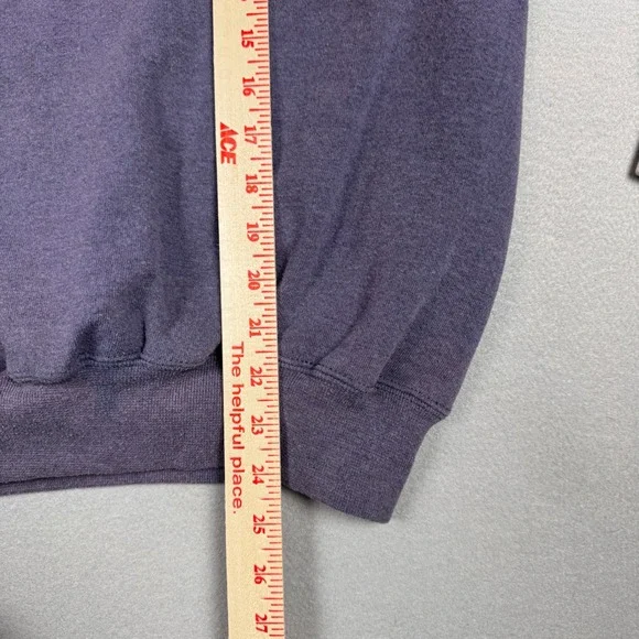 Vintage Purple Striped Trim Crewneck Sweatshirt Retro Pullover Cut Tag (Medium) - Picture 4 of 9